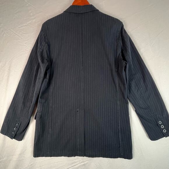 Gap Twill Blazer Mens Medium Navy Blue Pin Striped Preppy Summer Casual Nautical - Picture 4 of 13